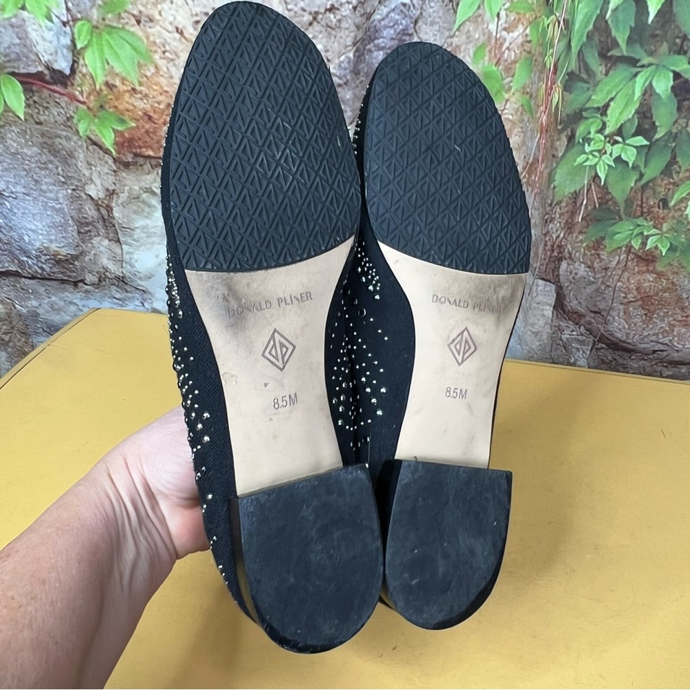 DONALD PLINER Black Textile Modern Downtown Walkable Studded Loafers, 8.5 - Picture 14 of 16